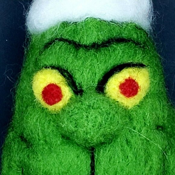Handmade Felted Wool Santa Monster Ornament Green Halloween Creepy Christmas - Picture 3 of 8